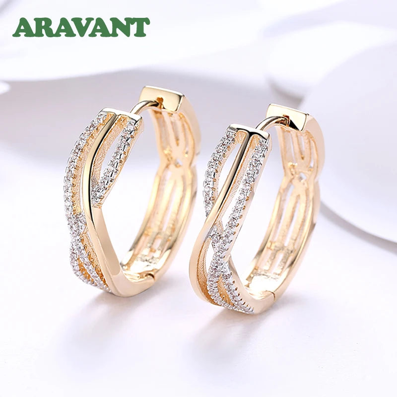 925 Silber 24 mm 18 Karat Gold Twist Creolen für Damen Mode Hochzeit Schmuck