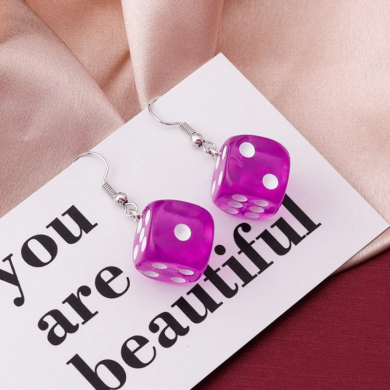 Handmade Cartoon 3D Harz Dice Tropfen Ohrring Quaste Casino Candy Farbe Persönlichkeit Spaß Schmuck für Frauen Weibliche Geschenk