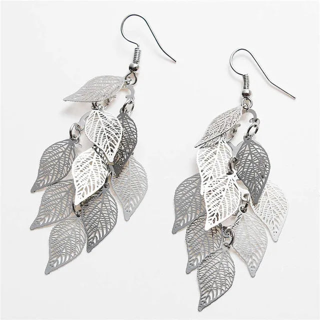 8 jahreszeiten Mode Vintage Tropfen Ohrringe Blatt Bunte Feder Anhänger Quaste Für Frauen Ohrringe Zubehör Schmuck 2022 Trend