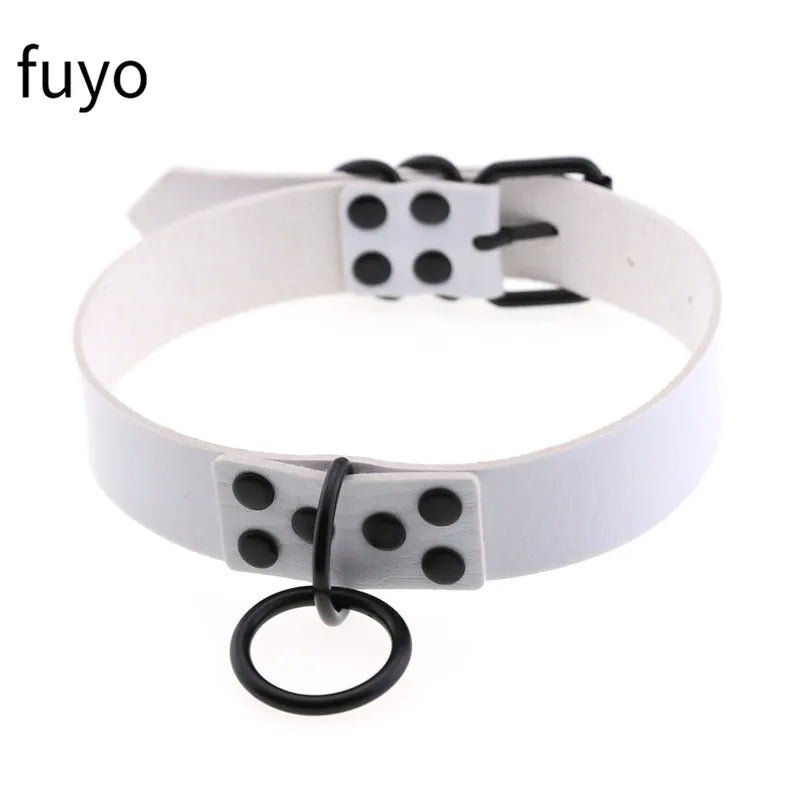Weiß Sexy Vegan Choker Halsketten Punk Harajuku Goth Kragen Kette Traktion Halskette Leder Bondage Cosplay Party Schmuck Grunge