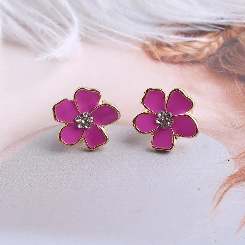 JIOFREE Korea Stil Blume Form Emaille Clip auf Ohrringe Ohne Piercing für Mädchen Party Nette Reizende Keine Loch Ohr Clip schmuck