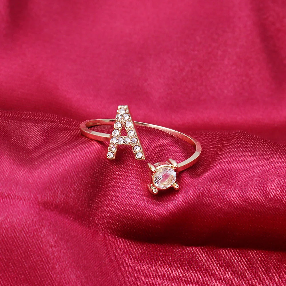 Mode 26 Initial Brief Ring Silber Farbe Persönlichkeit Finger Ringe Frauen Einfache Elegante Schmuck Freundschaft Geschenk Großhandel