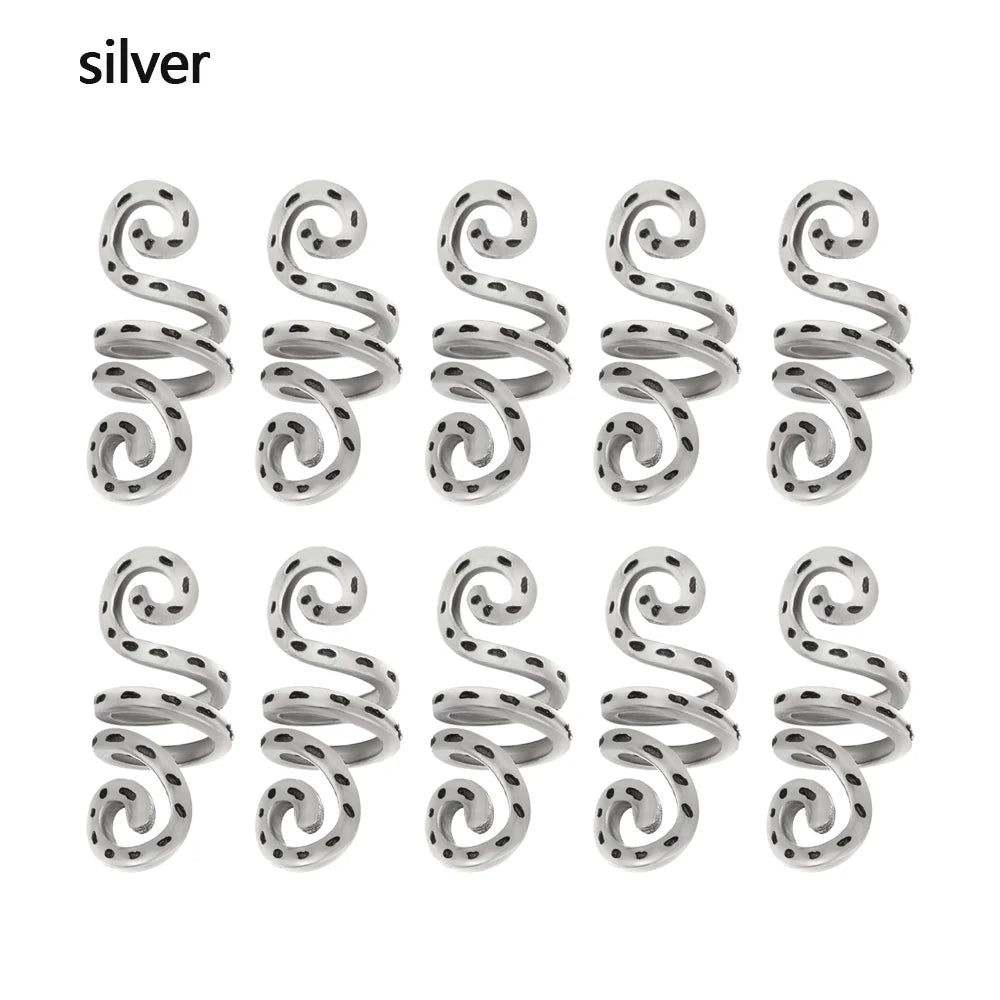 10pcs Wikinger Spirale Charme Perlen für Haar zöpfe Bart Haar Perlen Schmuck Vintage Frauen Mädchen Haarnadel Haars pangen Zubehör