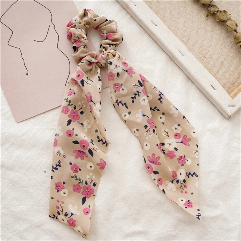 Neue Mode Druck Bogen Scrunchies Haar Band Für Frauen Elastische Haarband Mädchen Schachtelhalm Haar Krawatten Haar Zubehör