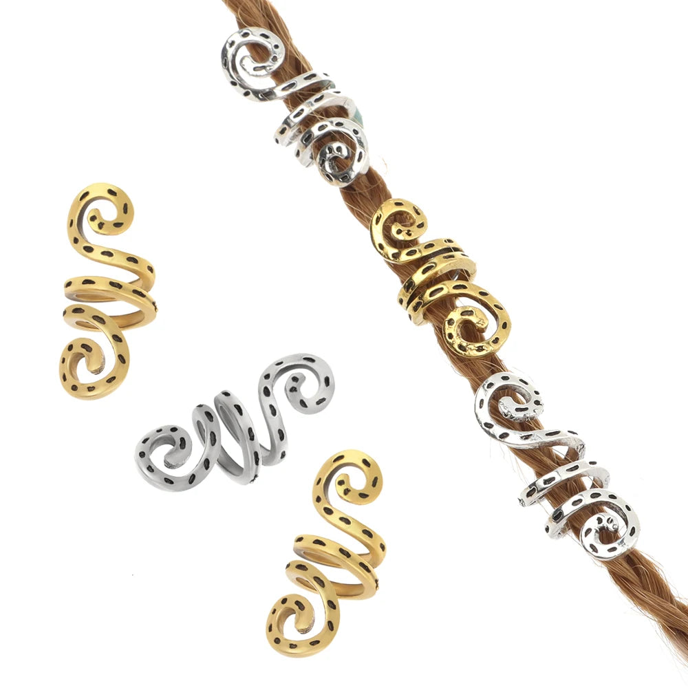 10pcs Wikinger Spirale Charme Perlen für Haar zöpfe Bart Haar Perlen Schmuck Vintage Frauen Mädchen Haarnadel Haars pangen Zubehör