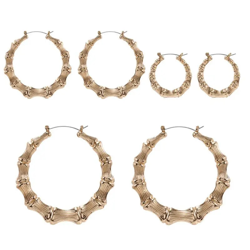 Punk Ohrringe Silber Gold Farbe große Bambus Kreis Creolen große Promi Ohrringe Creolen Schmuck Charms für Frauen