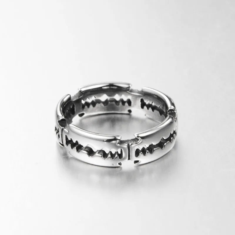 Charme Edelstahl Hip Hop Klingen Ring Mode Punk Rock Schwarz Silber Farbe Ring Liebhaber Paar Ringe für Mann Und Frauen Ring