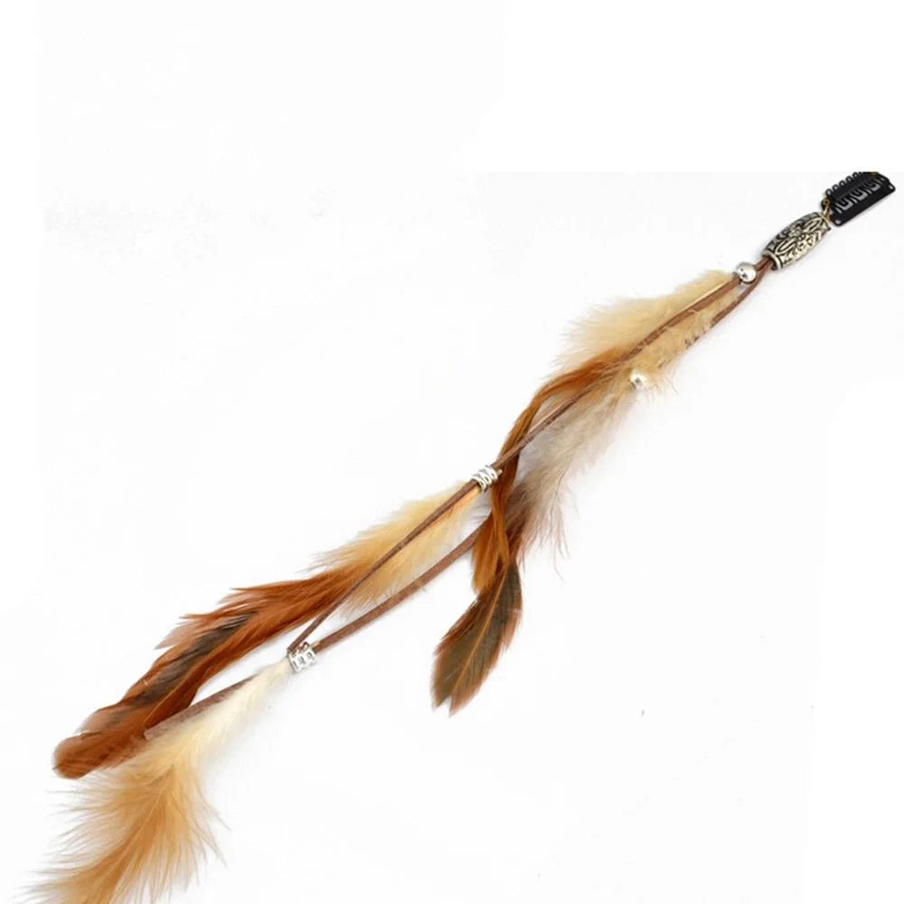 2024 neue Modische Boho Feder Stirnband Perücke Perlen Feder Kopfschmuck Handgemachte Haar Clip Mädchen Haar Zubehör Hohe Qualität