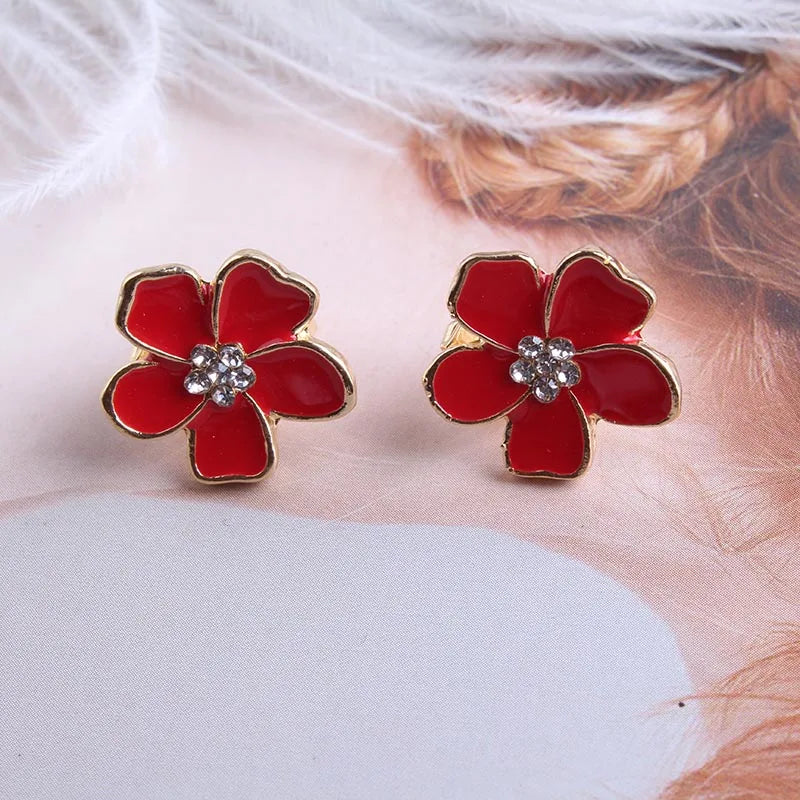 JIOFREE Korea Stil Blume Form Emaille Clip auf Ohrringe Ohne Piercing für Mädchen Party Nette Reizende Keine Loch Ohr Clip schmuck