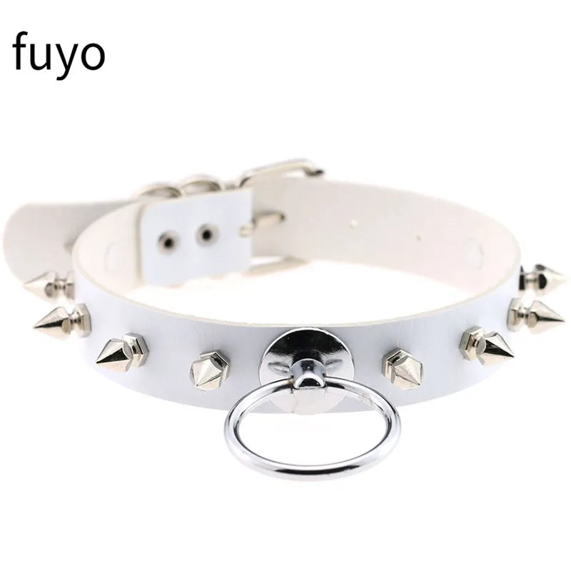 Weiß Sexy Vegan Choker Halsketten Punk Harajuku Goth Kragen Kette Traktion Halskette Leder Bondage Cosplay Party Schmuck Grunge