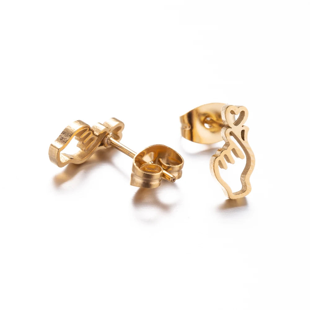 K-Pop Edelstahl Handfigur Liebe Ohrstecker als Herz Ohrring Romantischer Hipster Liebhaber Schmuck Frauen Bronics Geschenk