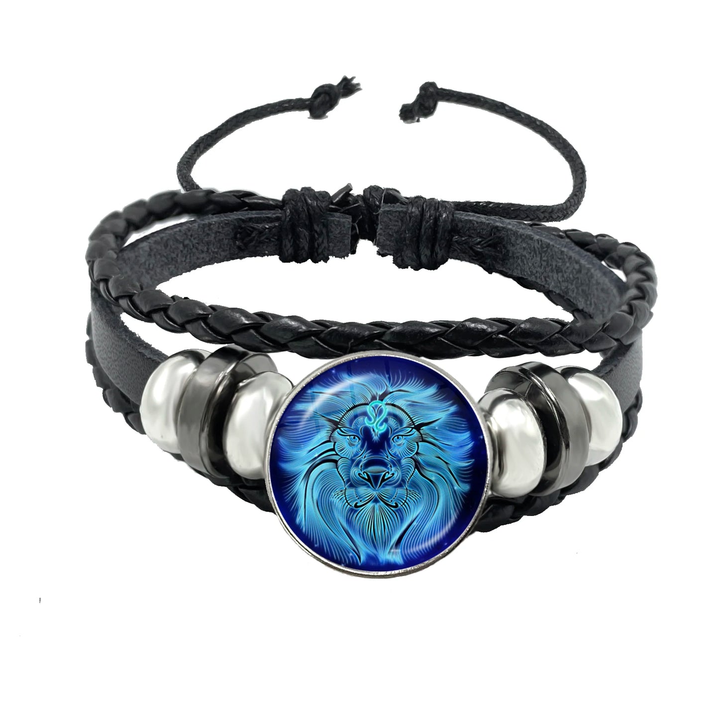 12-Sternbild-Sternzeichen-Knopfarmband, mehrschichtiges geflochtenes Lederarmband, Armreif für Geburtstagsfeier, Schmuck, Geschenk