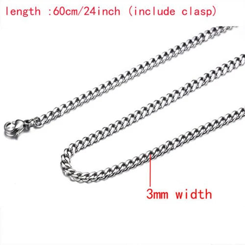 Männer Kette Halskette 60cm Lange Halskette 3mm Breite Halskette für Männer SilverTitanium Stahl Link Kette Halsketten Männer