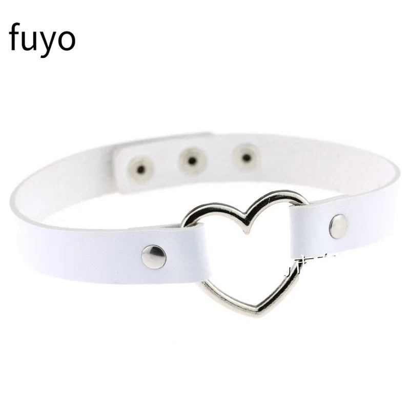 Weiß Sexy Vegan Choker Halsketten Punk Harajuku Goth Kragen Kette Traktion Halskette Leder Bondage Cosplay Party Schmuck Grunge