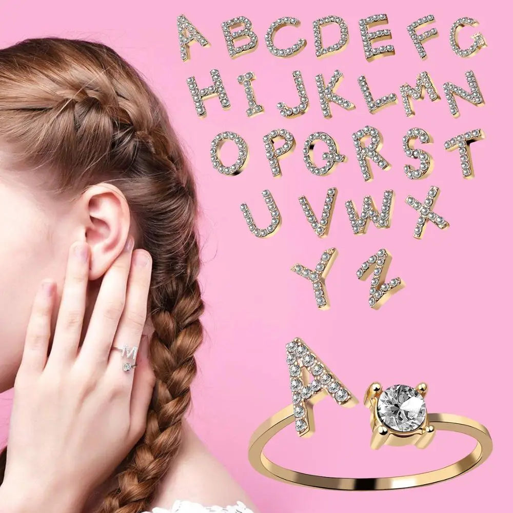 Mode 26 Initial Brief Ring Silber Farbe Persönlichkeit Finger Ringe Frauen Einfache Elegante Schmuck Freundschaft Geschenk Großhandel