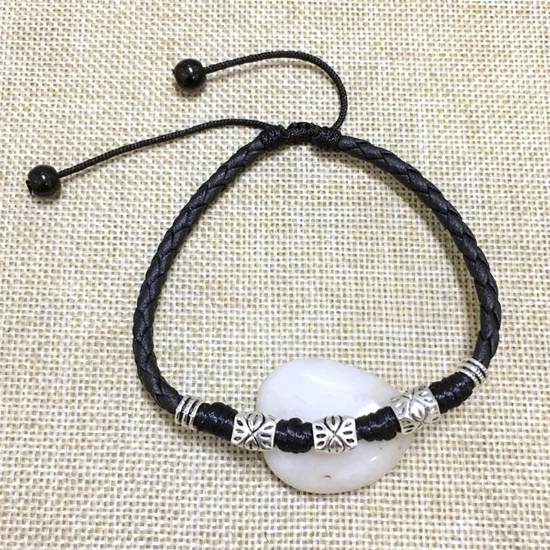 Verstellbare handgemachte coole einfache Blatt-Fußkettchen gewebt verstellbares Seil Glücksfuß-Armband für Frauen Männer Schmuck