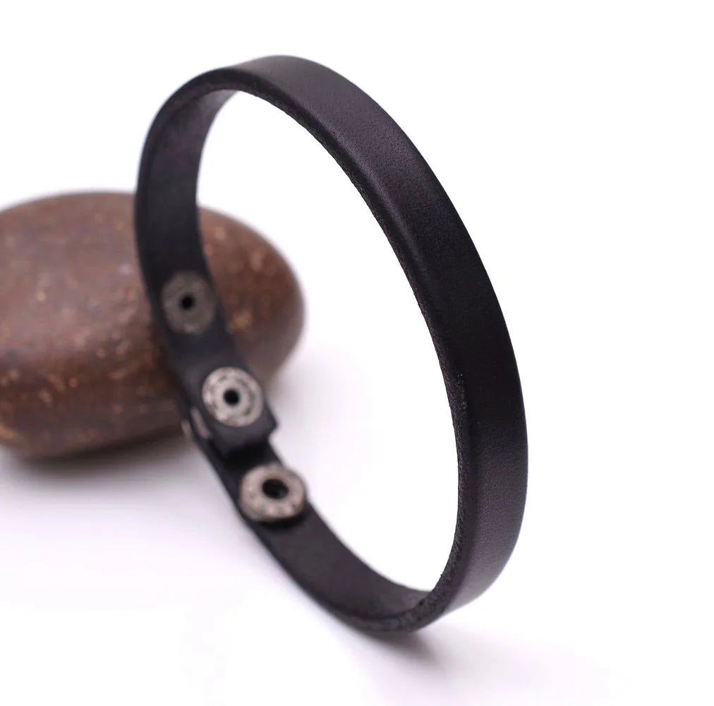 Klassisches cooles echtes Leder armband Manschetten armband verstellbares Paar Männer Frauen