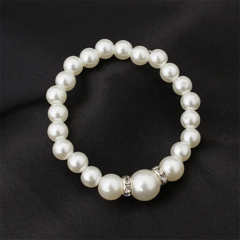 N308 Hochzeit Engagement Frauen Simulierte Perlen Schmuck Set Halskette/Ohrringe/Armbänder Mode Schmuck Für Dame Party Geschenk