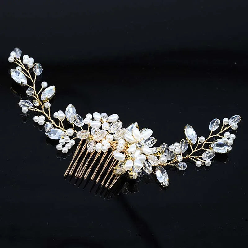 Braut Haar Zubehör Kristall Peals Haar Kämme Hochzeit Haar Clips Zubehör Schmuck Handgemachte Frauen Haar Ornamente Kopfschmuck