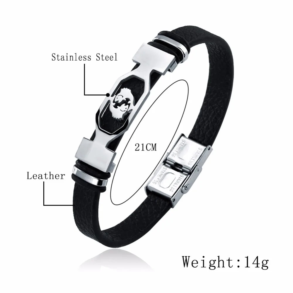 12-Sternbild-Edelstahlarmband für Herren und Damen, Sternzeichen-Armband, schwarz
