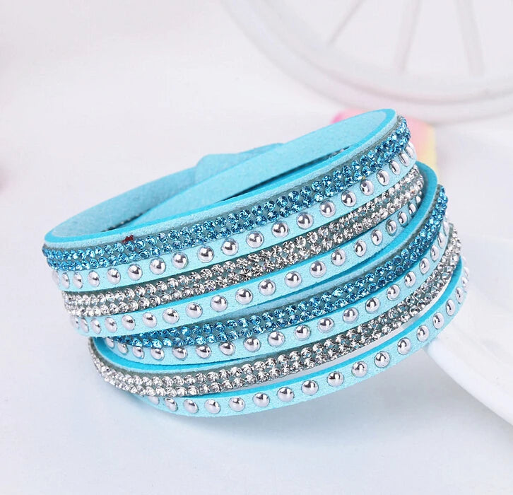 Punk-Lederarmband, neue Mode, Strass-Armband, Punk-Stil, mehrschichtige Armbänder und Armreifen, Nieten-Armband für Frauen 8087
