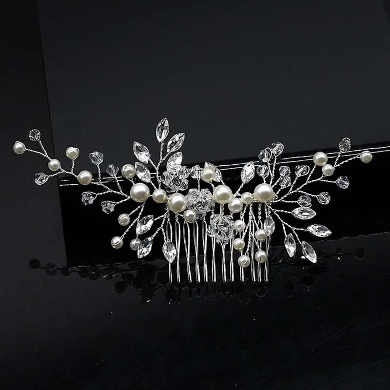 Braut Haar Zubehör Kristall Peals Haar Kämme Hochzeit Haar Clips Zubehör Schmuck Handgemachte Frauen Haar Ornamente Kopfschmuck