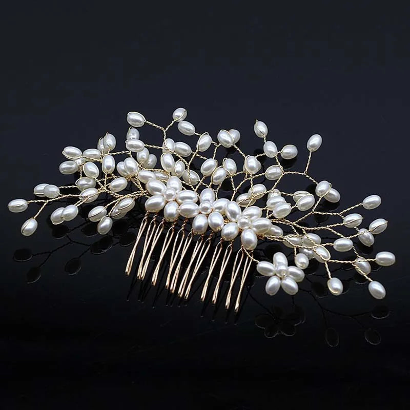 Braut Haar Zubehör Kristall Peals Haar Kämme Hochzeit Haar Clips Zubehör Schmuck Handgemachte Frauen Haar Ornamente Kopfschmuck