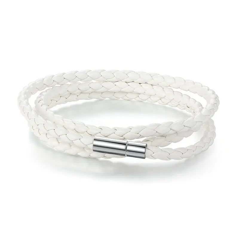 BAMOER 6-farbige Großhandelsarmbänder mit langer Kette, verstellbare Magnetschnalle, Unisex, PU-Lederarmbänder für Damen und Herren, Modeschmuck