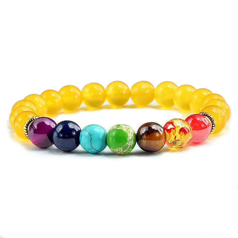 11 natürliche Stein Perlen Mehrfarbige Armband 7 Chakra Healing Balance Perlen Armband für Frauen Reiki Gebet Yoga Armband Schmuck