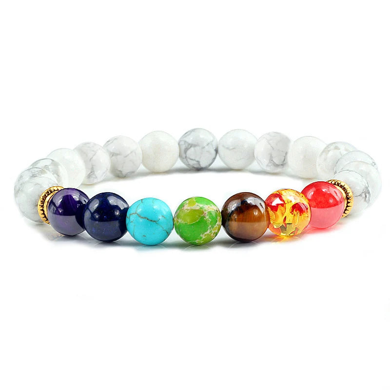 11 natürliche Stein Perlen Mehrfarbige Armband 7 Chakra Healing Balance Perlen Armband für Frauen Reiki Gebet Yoga Armband Schmuck