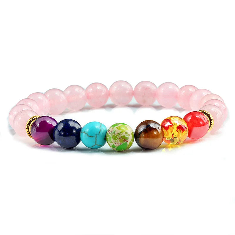11 natürliche Stein Perlen Mehrfarbige Armband 7 Chakra Healing Balance Perlen Armband für Frauen Reiki Gebet Yoga Armband Schmuck