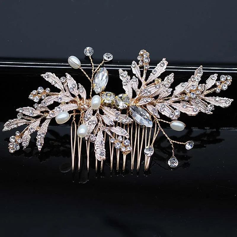 Braut Haar Zubehör Kristall Peals Haar Kämme Hochzeit Haar Clips Zubehör Schmuck Handgemachte Frauen Haar Ornamente Kopfschmuck