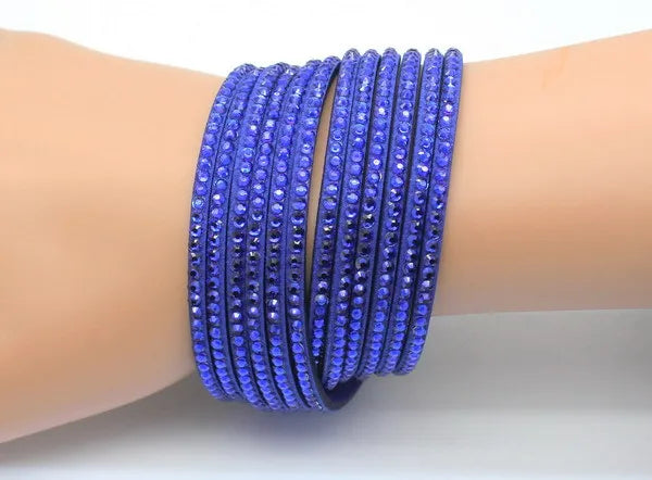 XQNI Marke Schmuck Schwarz Kristall Leder Armbänder Frauen Armreifen Trendy Mosaik Marke Strass Klassische Mädchen Charme Armbänder.