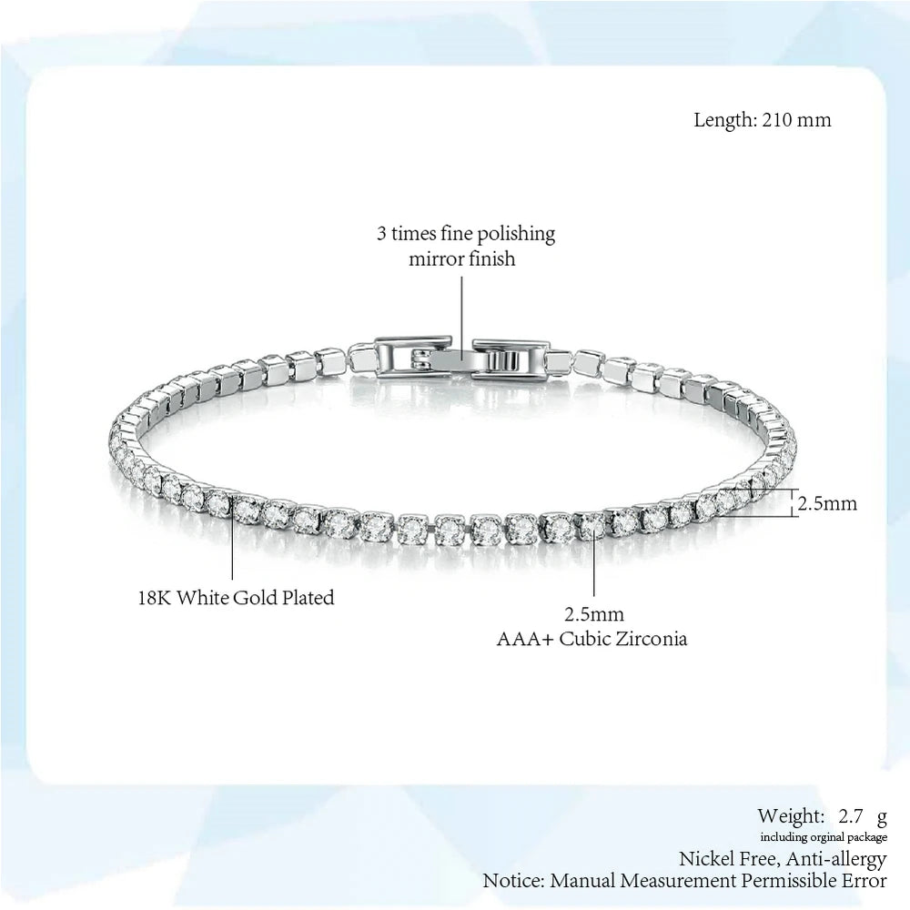 Mode Multicolor Tennis Armband für Frauen 2,5mm Zirkonia Charme Designer Tennis Kette Männer Armband Hochzeit Schmuck KC128