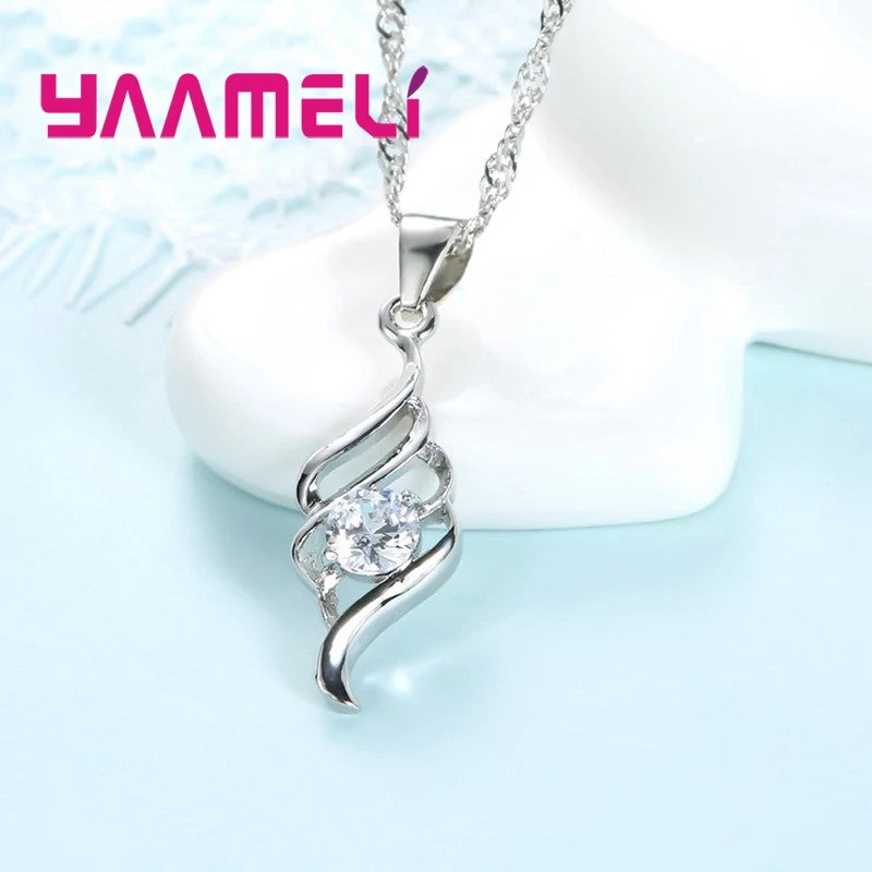 Schmucksets für Frauen, Charms, 925er-Sterlingsilber, Farbe, Anhänger, Halskette, Creolen, modisch, klassisch, Halsbänder, Hochzeitsgeschenk