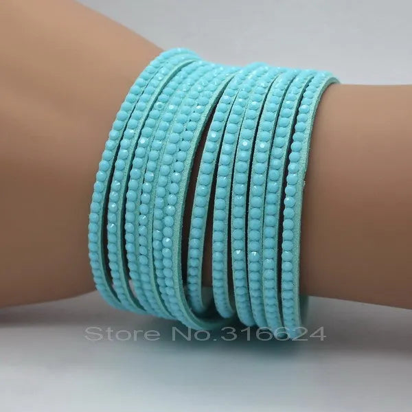 XQNI Marke Schmuck Schwarz Kristall Leder Armbänder Frauen Armreifen Trendy Mosaik Marke Strass Klassische Mädchen Charme Armbänder.