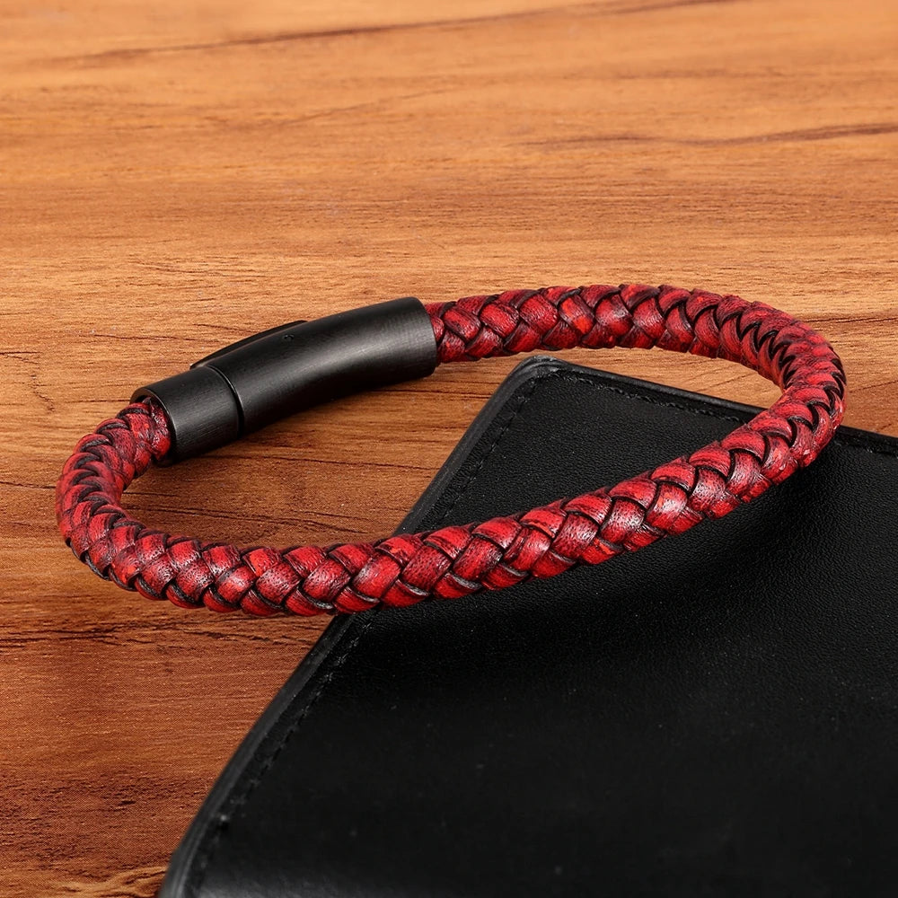 XQNI Neue Klassische Stil Männer Leder Armband Einfache Schwarz Edelstahl Knopf Neutral Zubehör Hand-gewebt Schmuck Geschenke