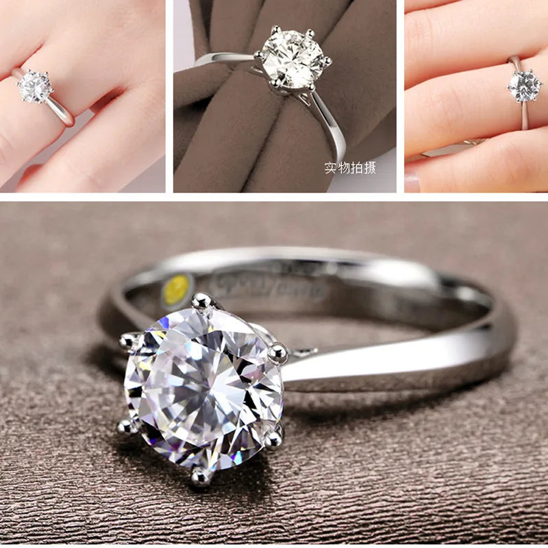 Feine Hochzeit Ringe für Männer Frauen Geschenk S925 Sterling Silber Österreichischen Kristall Engagement Vorschlag Ring Schmuck Bague Femme