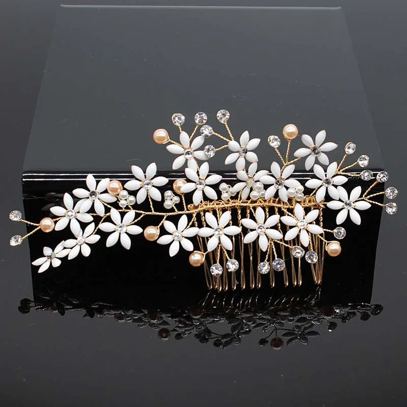 Braut Haar Zubehör Kristall Peals Haar Kämme Hochzeit Haar Clips Zubehör Schmuck Handgemachte Frauen Haar Ornamente Kopfschmuck