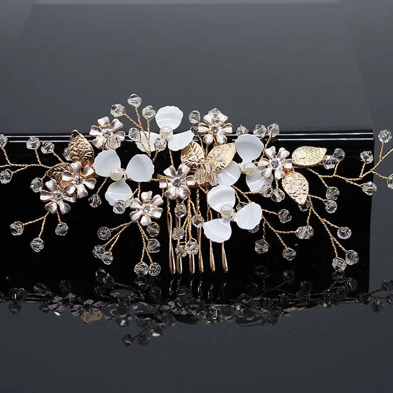 Braut Haar Zubehör Kristall Peals Haar Kämme Hochzeit Haar Clips Zubehör Schmuck Handgemachte Frauen Haar Ornamente Kopfschmuck