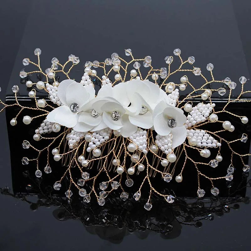 Braut Haar Zubehör Kristall Peals Haar Kämme Hochzeit Haar Clips Zubehör Schmuck Handgemachte Frauen Haar Ornamente Kopfschmuck