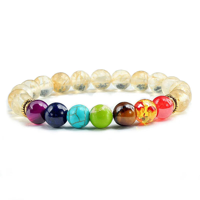 11 natürliche Stein Perlen Mehrfarbige Armband 7 Chakra Healing Balance Perlen Armband für Frauen Reiki Gebet Yoga Armband Schmuck