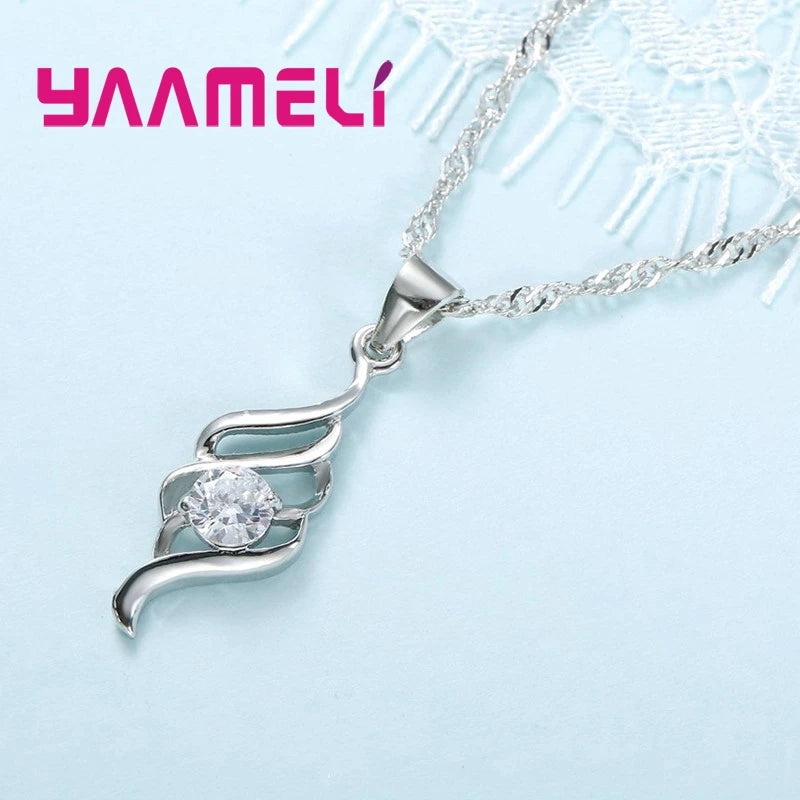 Schmucksets für Frauen, Charms, 925er-Sterlingsilber, Farbe, Anhänger, Halskette, Creolen, modisch, klassisch, Halsbänder, Hochzeitsgeschenk