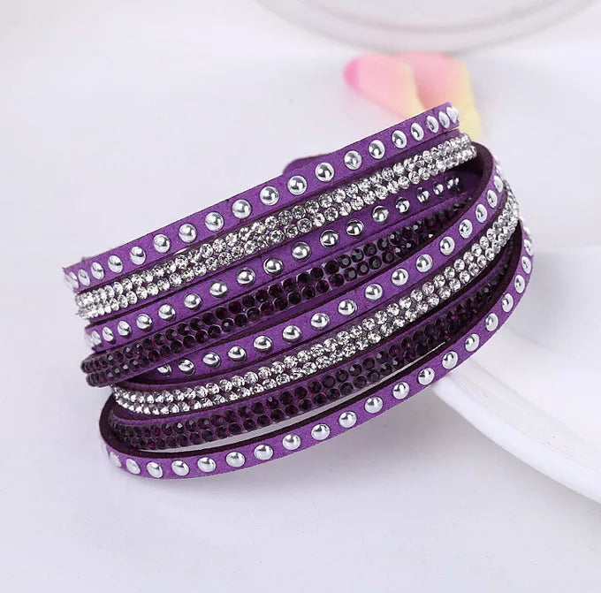 Punk-Lederarmband, neue Mode, Strass-Armband, Punk-Stil, mehrschichtige Armbänder und Armreifen, Nieten-Armband für Frauen 8087