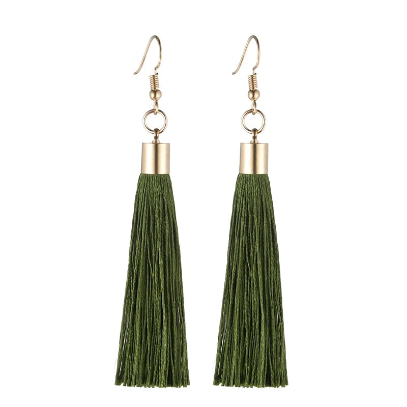 LOVBEAFAS Fringe Quaste Ohrringe Für Frauen Gold Farbe Vintage Lange Tropfen Baumeln Ohrringe Mode Hochzeit Schmuck Party Geschenk