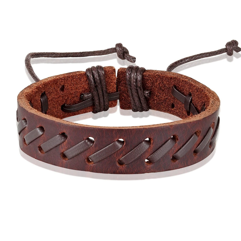 TYO Böhmen Spitze-up Stil Geometrische Twining Seil Kette PU Leder Armband Für Männer Schwarz & Braun Farbe Kette Zubehör schmuck