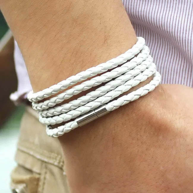 XQNI Marke schwarz Retro Wrap langes Lederarmband Männer Armreifen Mode sproty Kettenverbindung männliches Bettelarmband mit 5 Runden