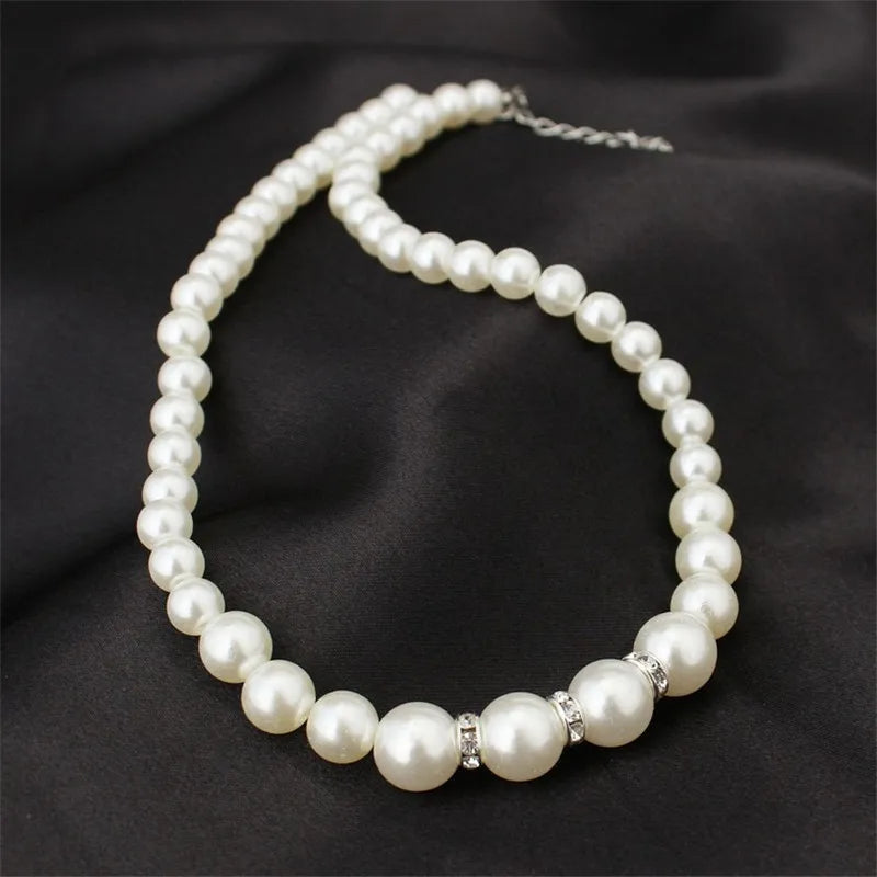 N308 Hochzeit Engagement Frauen Simulierte Perlen Schmuck Set Halskette/Ohrringe/Armbänder Mode Schmuck Für Dame Party Geschenk