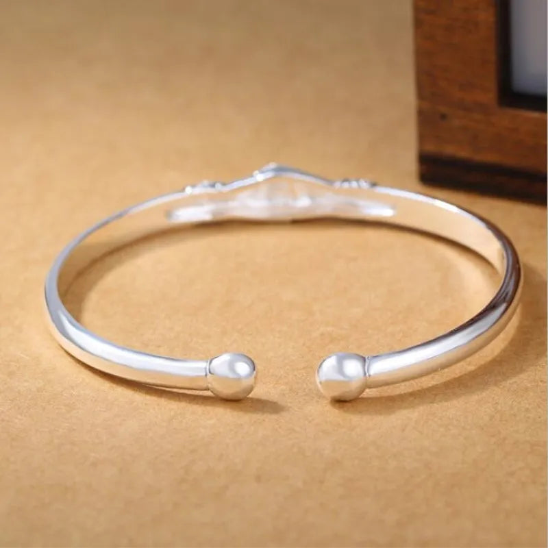 Neue Retro weibliche 925 Sterling Silber Schmuck Armbänder öffnen Handshake kreative Freundschaft Armreifen sl004