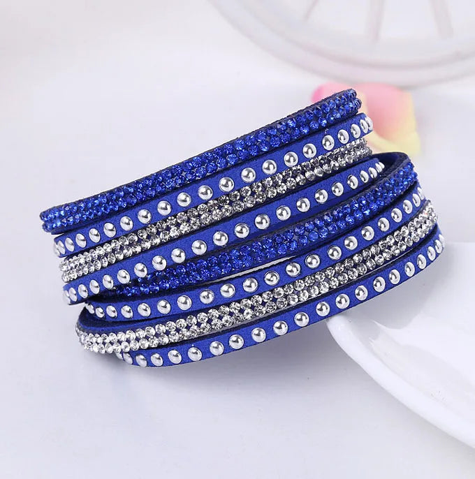 Punk-Lederarmband, neue Mode, Strass-Armband, Punk-Stil, mehrschichtige Armbänder und Armreifen, Nieten-Armband für Frauen 8087
